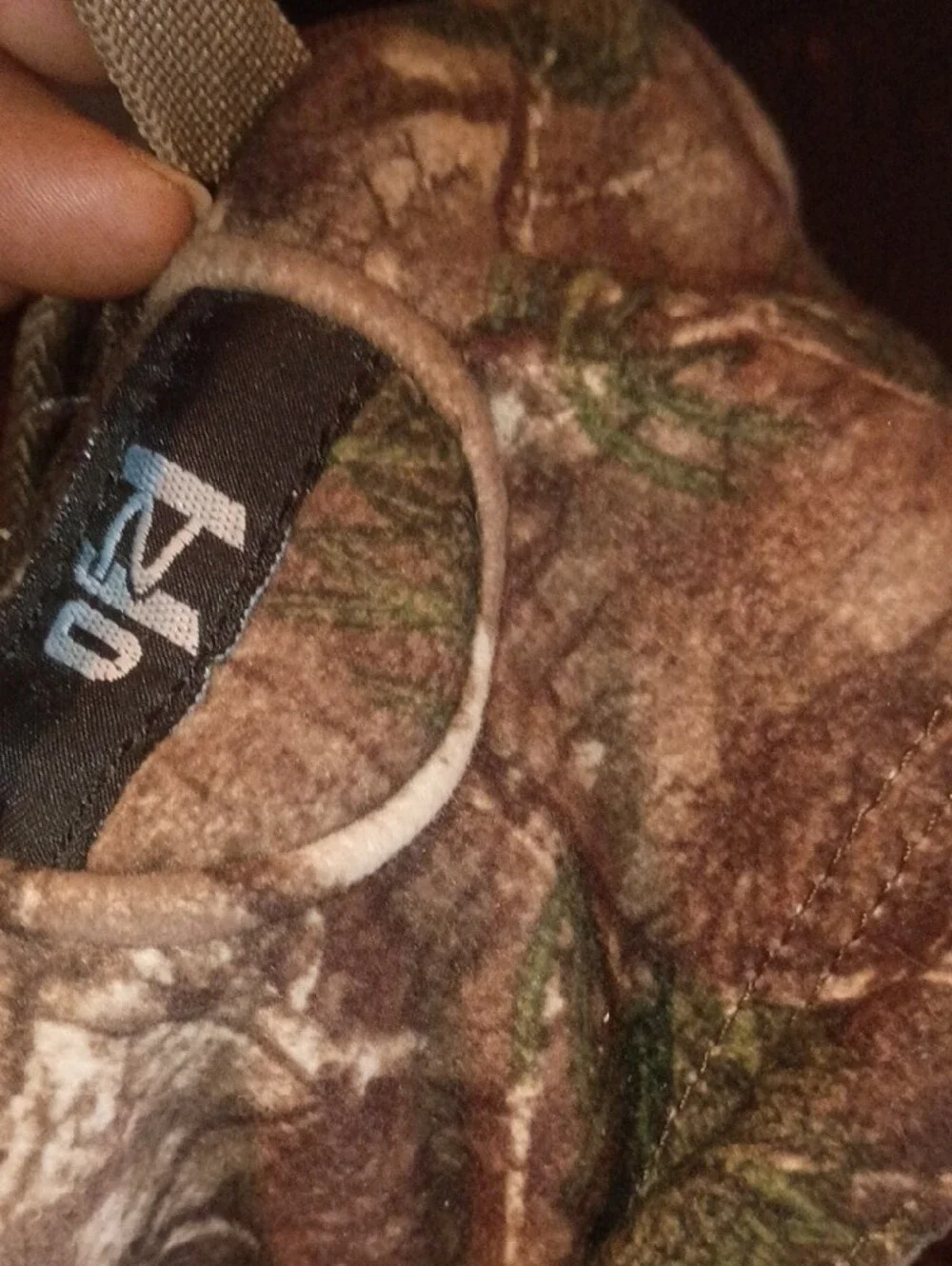 Realtree Men's Camo Backpack in Brown and Green with Orange Logo